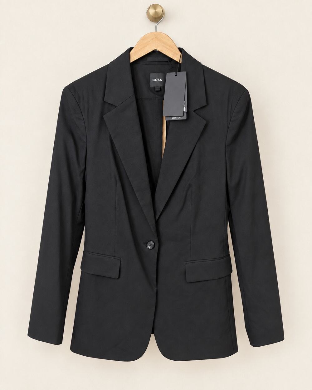 BOSS Jasena Tech Linen Stretch Blazer Black NWT US 6